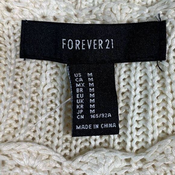 FOREVER 21 Cream Bell Sleeve Cropped Knit Sweater Size Medium NWT - Picture 7 of 10